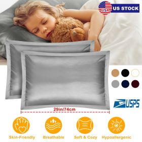 Fresh Fab Finds 2 Pack Soft Silky Satin Pillow Case Hypoallergenic Breathable Bed Pillow Cover Queen Size Pillowcase Great for Hair Skin