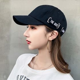 Korean Style All-matching Peaked Cap Women's Fashion Casual (Option: Black & White Letters-Adjustable)