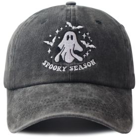 2pcs Spooky Season Ghost Baseball Cap, Vintage Washed Distressed Halloween Hat For Men Women, Halloween Party Costume Accessory (Option: 1pcs)