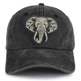 2pcs Vintage Washed Cotton Baseball Cap, Embroidered African Elephant Head Dad Hat Outdoor Summer Casual Sun Hat (Option: 1pcs)
