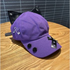 A Niche Baseball Cap With Three-dimensional Cat Ears (Option: Purple)