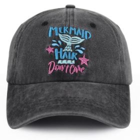 Mermaid Hair Baseball Cap For Women Men, Cute Cow Baseball Hat Vintage Washed Cotton Fitted Cap (Option: grey)