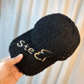 Outdoor Upgrade Warm Lamb Fur Makes Face Look Small Embroidered Letters Peaked Cap (Option: Black-Adult)
