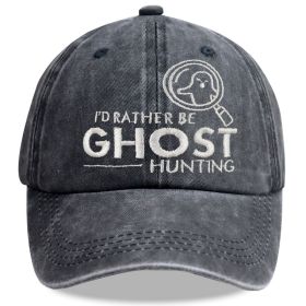 2pcs I'd Rather Be Ghost Hunting Embroidered Baseball Cap, Vintage Washed Distressed Hat, Halloween Ghost Hunter Costume Accessory (Option: 1pcs)