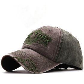 NEW YORK Big Alphabet Embroidery Baseball Cap Washed Distressed Peaked Cap (Option: 1 Army Green-Adjustable)