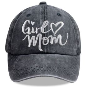 Girl Mom Hats For Women, Adjustable Embroidered Wash Cotton Baseball Cap (Option: BLACK)