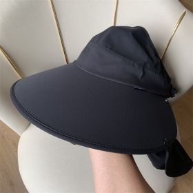 Sun Hat Female Sun Protection UV Protection Big Brim Summer Cover Full Face (Option: Black-Free Size Adjustable)