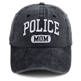 Proud Police Mama Baseball Cap Gifts, Adjustable Embroidered Wash Cotton Baseball Cap (Option: BLACK)