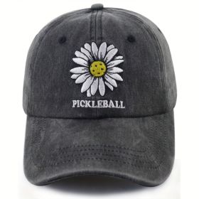 T1 48 ZHOU7 Black Pickleball Hat For Women, Funny Adjustable Cotton Embroidered Daisy Pickle Ball Baseball Cap (Option: Default)