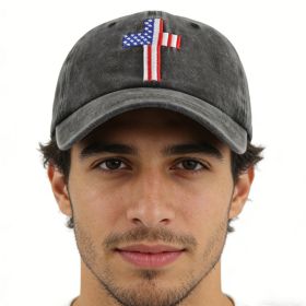Christian American Flag Cross Baseball Cap (Option: BLACK)