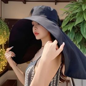 Beach Sun Hat, Neck UV Protection Sun Hat (Option: BLACK)