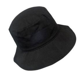 Unisex Summer Folding Outdoor Sun Protection Comfortable Cotton Wide Brim Bucket Hat (Option: BLACK)