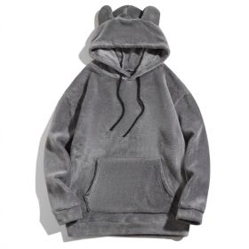 Men's Casual Cool Fashion Sweater Coral Fleece Jacket (Option: Gray-S)