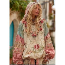 Vintage Hooded Jacket Versatile Lace-up Printed Sweatshirt (Option: Style3-L)
