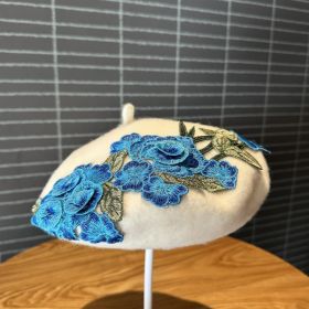Fashionable Wool Woolen Artistic Painter's Bud Hat (Option: Sky Blue)