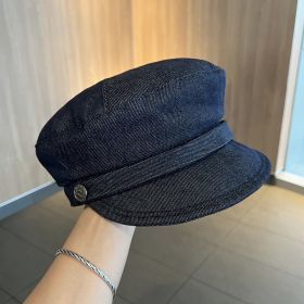 British Retro Octagonal Hat Fashionable Elegant Face-looking Newsboy Hat (Option: Dark Blue-Adjustable)