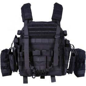 Adjustable Weighted Training Vest with Weight Pockets, Modular Workout Vest with Detachable Pouches and Breathable Padding for Fitness (Color: Black)