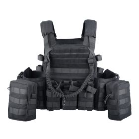 Adjustable Tactical Weighted Vest with Weight Pockets, Training Workout Vest with Modular Webbing (Color: Black)