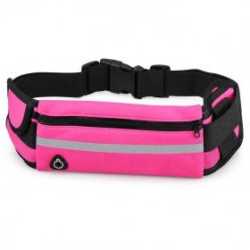 Running Belt Waist Pack with 2 Zippered Pockets, Reflective Fanny Pack with Adjustable Strap for Men and Women, Phone Holder Bag for Jogging, Wal (Color: Rose)