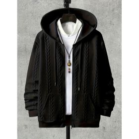 Men's Plus-sized Casual Hooded Sweater (Option: Black-1XL)