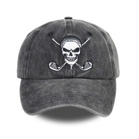 2pcs Halloween Golf Skull Baseball Cap, Vintage Washed Distressed Hat For Halloween Party Costume Accessory (Option: 1pcs)