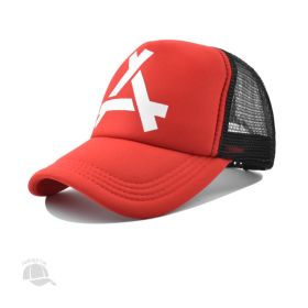 Men's Outdoor Leisure Peaked Cap Wide Brim Sunshade Breathable Net Cap (Option: Red-54cm)