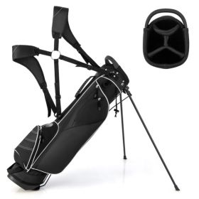 Black Golf Stand Bag 3-Way Dividers Polyester Lightweight with 4 Zipper Pockets for Travel (Option: Default Title)